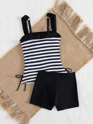 طقم تانكيني حريمي Swim Lushoire قطعتان من ملابس شاطئ للنساء - بكيني مخطط، بكيني كاجوال حفلات جذاب، بكيني رياضي على الطراز الأوروبي والأمريكي