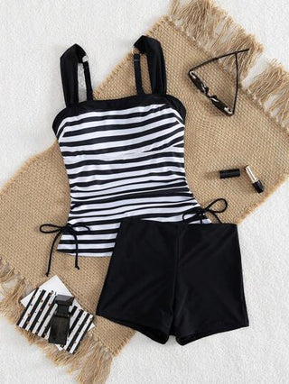 طقم تانكيني حريمي Swim Lushoire قطعتان من ملابس شاطئ للنساء - بكيني مخطط، بكيني كاجوال حفلات جذاب، بكيني رياضي على الطراز الأوروبي والأمريكي