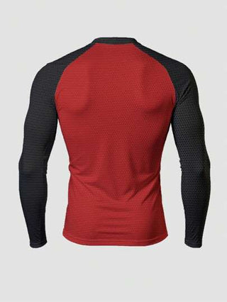 Manfinity Sport Corelite تي شيرت رياضي بياقة طاقم وأكمام طويلة نصف كم برسومات العنكبوت للرجال