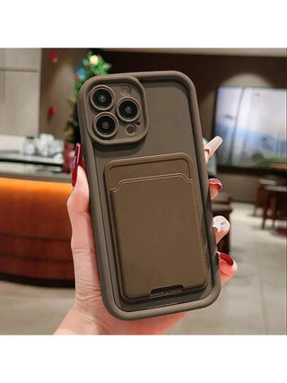 1 قطعة كفر هاتف رقيق للحماية من السقوط وحامل بطاقة بني ذو تصميم بسيط ، متوافق مع iPhone 16 برو ماكس ، 15/14 بلس ، 13 ، 12 ، 11 ، مناسب للسلسلة