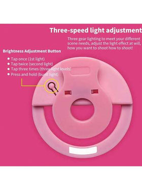 Fill lights 1 قطعة إضاءة حلقية للسيلفي محمولة، متوفرة باللون الأبيض/الوردي/الأزرق/الأسود، قابلة للشحن عبر USB، 3 أوضاع إضاءة، مناسبة للبث المباشر وتسجيل الفيديو والتصوير والمناكير وتمديد الرموش والوشم والعناية بالبشرة، تحكم باللمس، ديكور غرفة، تخييم خا...