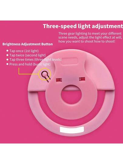 Fill lights 1 قطعة إضاءة حلقية للسيلفي محمولة، متوفرة باللون الأبيض/الوردي/الأزرق/الأسود، قابلة للشحن عبر USB، 3 أوضاع إضاءة، مناسبة للبث المباشر وتسجيل الفيديو والتصوير والمناكير وتمديد الرموش والوشم والعناية بالبشرة، تحكم باللمس، ديكور غرفة، تخييم خا...