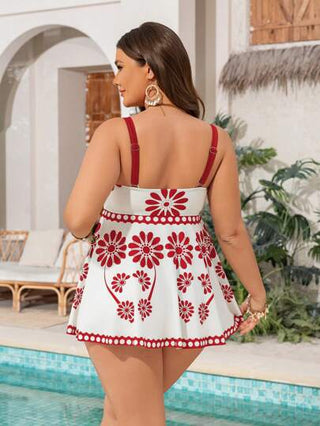 Swim Lushoire مجموعة بيكيني قطعتين بحجم كبير، طباعة ملونة متنوعة التصميم، كاجوال للاستخدام اليومي والأعياد والشاطئ