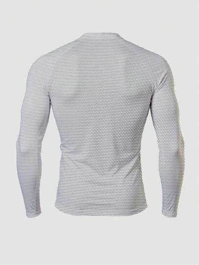 Manfinity Sport Corelite تي شيرت رياضي كريو نيك بأكمام طويلة مطبوع عليه رسم العنكبوت للرجال