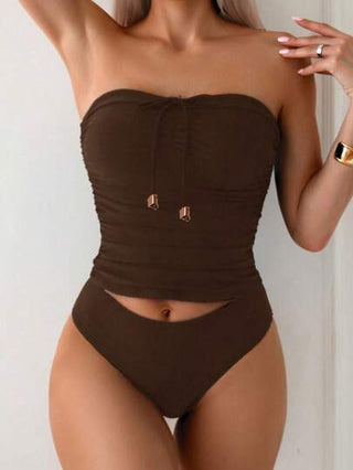 طقم تانكيني حريمي Swim Lushoire طقم تانكيني من موحد اللون بدون حمالات للشاطئ/المنتجعات
