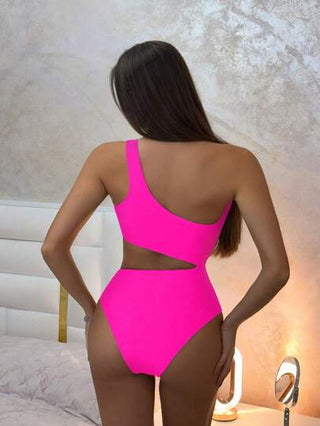 مايوه حريمي قطعة واحدة Swim بدلة سباحة كاملة الحجم، للنساء، بتصميم ذو شريطي ملون، بدون أكمام وبتصميم فتحة مفرغة، للارتداء في العطلات
