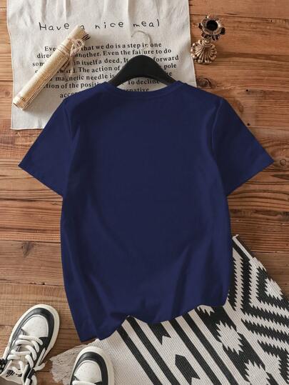 EZwear تي شيرت نسائي بياقة رقبة دائرية وأكمام قصيرة مع بنطة دب تصميم كاجوال مناسب للصيف