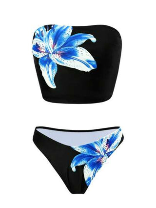 طقم تانكيني حريمي Swim SXY طقم بكيني نسائي عالي القطع بحمالات رفيعة مطبوع بنمط صيفي