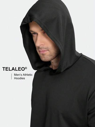 TELALEO تي شيرت رياضي رجالي ذو كم قصير وقلنسوة، تي شيرت تنس كاجوال بأداء عالي لامتصاص العرق، قماش صغير الجودة