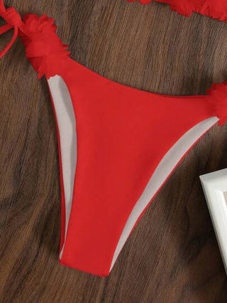 Swim Mod بكيني مطبوع بالأزهار باللون الأحمر للنساء ، ملابس السباحة للحفلات والمناسبات الشاطئية، موديل جديد لربيع وصيف