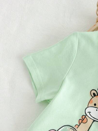 Cozy Pixies طقم قميص كولاريني مطبوع بطبعات حيوانات وشورت كاجوال للأولاد الرضع، 2 قطعة