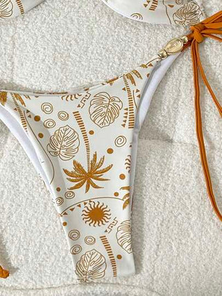 Swim Mod مجموعة بكيني نسائية لفصل الصيف، قطعة علوية عارية الحمالات وقطعة السفلي مربوطة الجانبين، تصميم أحادي اللون