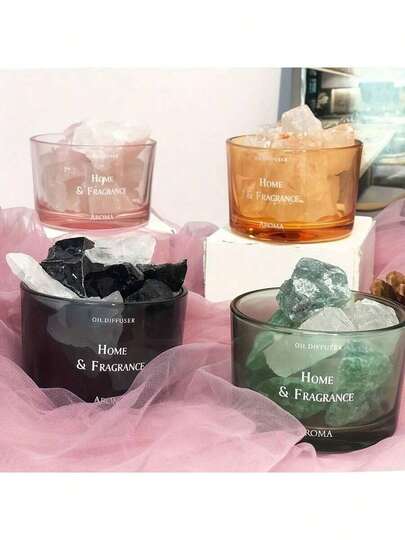 قطعة واحدة من حجر العطر البلوري عالي الجودة والبسيط مع كوب زجاجي، موزع حجر العطر - بدون زيت، بدون رائحة، هدية ديكور منزلي ممتازة مناسبة للأمهات والنساء، العلاج بالعطور، رائحة الغرفة، موزع، هدية، ديكور المنزل