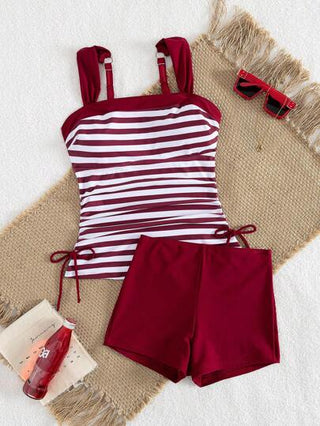 طقم تانكيني حريمي Swim Lushoire طقم بكيني نسائي مرقط ٢ قطعة ،ملابس السباحة الكاجوال للحفلات الشاطئية ،أسلوب أوروبي وأمريكي لملابس السباحة الرياضية