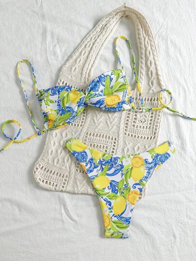 Swim Mod بكيني نسائي مثير ذو طبعة فواكه صيفية ومجدول