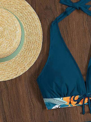 Swim Vcay بكيني مجموعة ربطة العنق للنساء، طباعة عشوائية