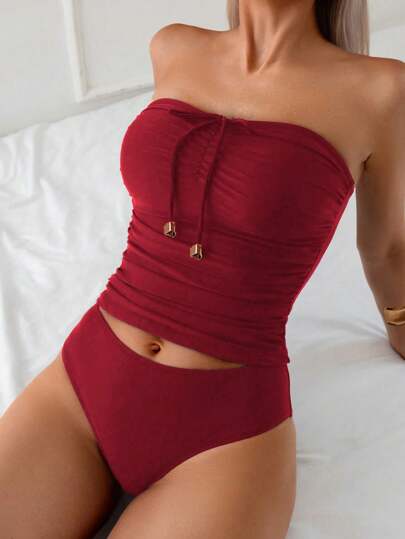طقم تانكيني حريمي Swim Lushoire شريط أنيق ومتعدد الاستخدامات مناسب للياقة البدنية، موضة الصيف