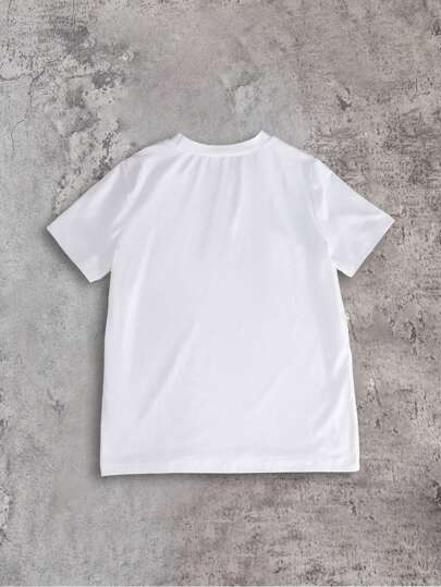 تيشيرتات بناتي تي شيرت T-shirt أبيض قصير الأكمام بياقة مستديرة للفتيات المراهقات مطبوع عليه رسم قطة ثلاثي الأبعاد ذو طبعة الوافل