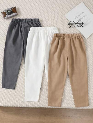 SHEIN 3 قطع بنطلون بدلة كاجوال بسيطة للأولاد ، مناسب للمناسبات اليومية الكاجوال ، النزهات الخارجية ، العطلات ، السفر ، الاسترخاء ، التشمس ، الصيف