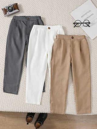 SHEIN 3 قطع بنطلون بدلة كاجوال بسيطة للأولاد ، مناسب للمناسبات اليومية الكاجوال ، النزهات الخارجية ، العطلات ، السفر ، الاسترخاء ، التشمس ، الصيف