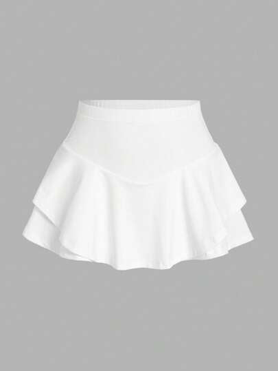 SHEIN EZwear طقم شورتات بطبعة زرقاء وبيضاء للنساء ، صيفي، قطعتان