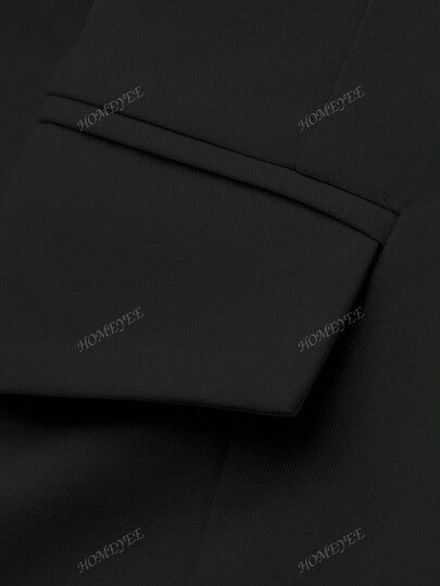 HOMEYEE سترة قصيرة بأكمام مع ربطة خصر ،أزرار و جيوب، ملابس علوية رسمية للسيدات في المكتب والتنقل ، للربيع والصيف
