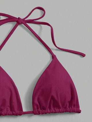Swim Chiccia طقم بكيني سيدات لون أحادي، عنق مربوط جذّاب، ملابس سباحة صيفية