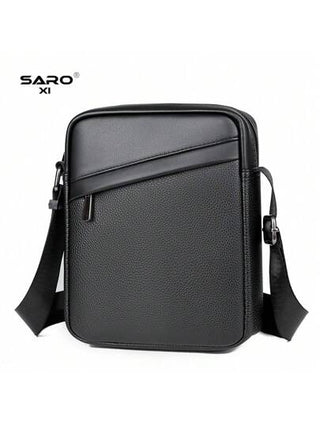 saroxi حقيبة كتف جلدية اصطناعية مائلة للرجال، حقيبة كروسبودي كاجوال بجيوب جانبية، ذات شكل مربع، متعددة الوظائف، مناسبة للتنقل، بتصميم أنيق أسود، هدية للرجال/الصديق، إكسسوار سفر بلون عصري