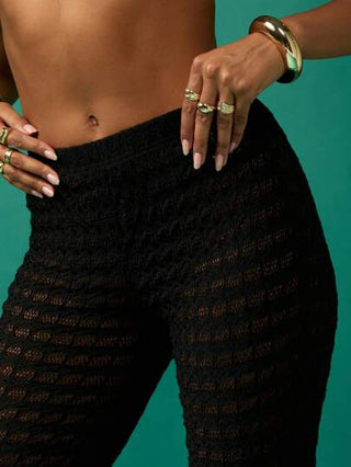 MISSGUIDED سروال فضفاض ذو نسيج بقصة جرس، لباس صيفي لأنشطة البحر والحفلات والحفلات، أحذية شبكية برقبة مرتفعة، ألوان مناسبة للفترة من الربيع إلى الخريف، ملابس سفلية للسيدات