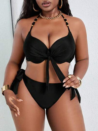 Slaydiva طقم بكيني مخملي قابل للتعديل بسحّاب معدني للمقاسات الكبيرة