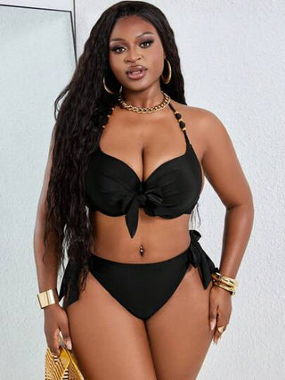 Slaydiva طقم بكيني مخملي قابل للتعديل بسحّاب معدني للمقاسات الكبيرة