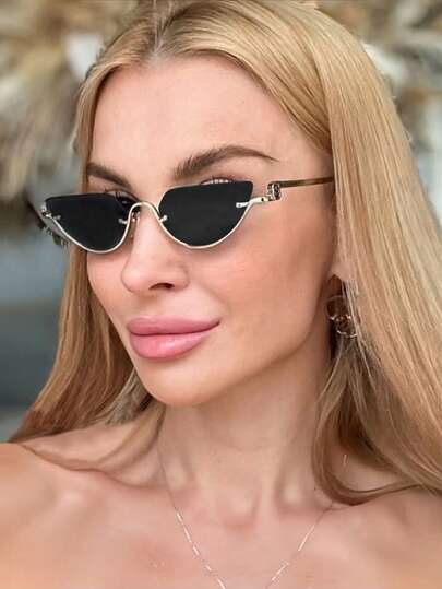نظارة مربعة معدنية إطار نصفي للنساء، نظارات موضة شخصية، مناسبة للاستخدام اليومي والقيادة والسفر والعروض الأزياء والحفلات