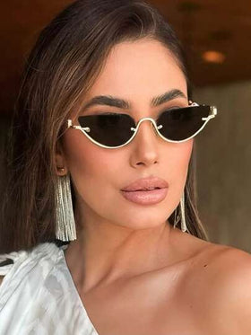 نظارة مربعة معدنية إطار نصفي للنساء، نظارات موضة شخصية، مناسبة للاستخدام اليومي والقيادة والسفر والعروض الأزياء والحفلات