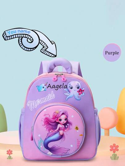 قطعة واحدة من الحقيبة الظهر المصممة للأولاد والبنات بنمط كرتوني ديناصور، رائد فضاء، وبنات البحر، خفيفة الوزن وأنيقة، ذات حمالات كتف مزدوجة، مع إمكانية طباعة الاسم أو عبارة عيد ميلاد، مغلقة بسوستة نايلون صغيرة، مناسبة للأولاد والبنات، حقيبة متعددة الاستخدا