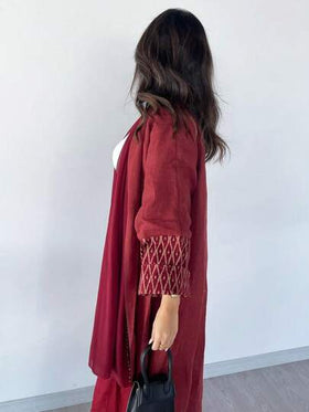 قطعة واحدة من الملابس النسائية الطويلة المطبوعة الماكسي البوهيمية، عباءة عربية أنيقة بنمط هندسي متعدد الألوان، مناسبة للحياة اليومية والعطلات والحفلات، كفتان محتشم
