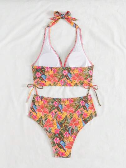 طقم تانكيني حريمي Swim Lushoire مجموعة بكيني جديدة للصيف 2 قطعة، ملابس علوية محصورة بحمالات رفيعة وسروال سباحة ذو قصة عالية، تصميم مثير ظهر عاري للشاطئ والعطلات