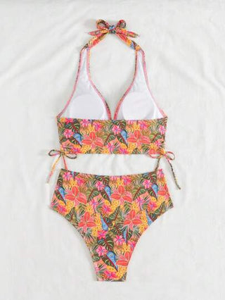 طقم تانكيني حريمي Swim Lushoire مجموعة بكيني جديدة للصيف 2 قطعة، ملابس علوية محصورة بحمالات رفيعة وسروال سباحة ذو قصة عالية، تصميم مثير ظهر عاري للشاطئ والعطلات