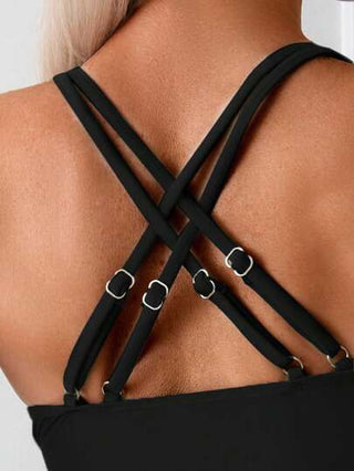 طقم تانكيني حريمي Swim مجموعة بكيني بطبعة نباتات استوائية عشوائية