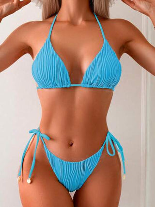 طقم تانكيني حريمي Swim Vcay بدلة سباحة تانكيني من لون أحادي للعطلة الربيعية، مصنوعة من نسيج خاص