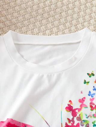 girls-sets مجموعة من قطعتين (ملابس علوية + تنورة) للأطفال البنات مع طباعة الفراشات، مناسبة للصيف، هدية للبنات والخارج