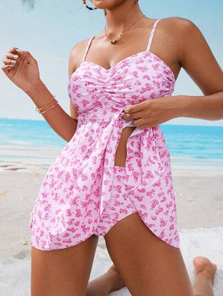 طقم تانكيني حريمي Swim Lushoire طقم بلوزة وشورت مقطّع للصيف مع زهور متباعدة للنساء