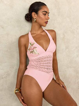 طقم تانكيني حريمي Swim Chiccia كامسول نسائي أنيق مطرز بشكل زهري وشبكي، للبس منفرد أو كبيكيني باستخدام في الربيع والصيف، للاستخدام الكاجوال والشواطئ والإجازات
