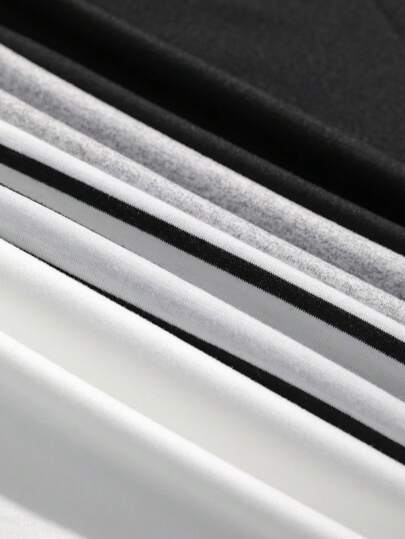 SHEIN EZwear مجموعة كاجوال للنساء مكونة من 4 قطع، توب مخطط باللونين الأسود والأبيض ضيق التفصيل، متعدد الاستخدامات وجذاب للصيف والعودة إلى المدرسة