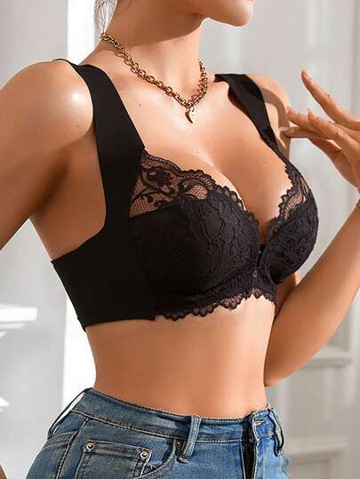 حمالات صدر من الدانتيل المريحة للنساء ذات أحزمة عريضة وإغلاق أمامي، ترفع الصدر، ملابس داخلية قابلة للتنفس بدون حلقة معدنية، قمصان خزانة من الملابس الداخلية الجوتية عديمة الظهر، بلايز نسائية منسوجة بدون غرز، ملابس داخلية زفاف شبكية سكسية خالية من السلك