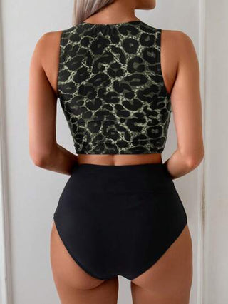 طقم تانكيني حريمي Swim Lushoire مجموعة بيكيني بنقشة نمر وعقدة أمامية، للنساء