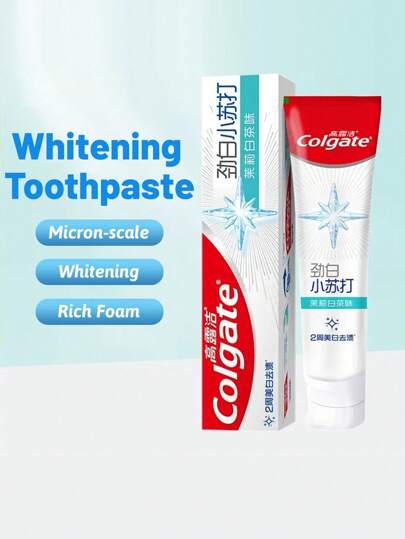 colgate معجون أسنان البيكربونات المبيض برائحة الياسمين - عبوة 3 حبات، مبيض للأسنان، لطيف وغير كاشط، رغوة غنية، منعش للأنفاس، عالي النقاء