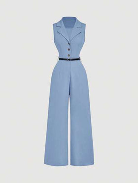 SHEIN MOD جمبسوت قفزة (جامبسوت) بني فاتح بياقة بدلة وحزام، جمبسوت قفزة أنيقة، جمبسوت قفزة للخروجات، جمبسوت قفزة بأسلوب غربي، ملابس عطلات