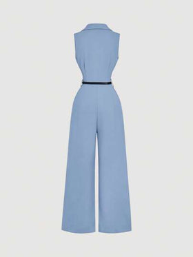 SHEIN MOD جمبسوت قفزة (جامبسوت) بني فاتح بياقة بدلة وحزام، جمبسوت قفزة أنيقة، جمبسوت قفزة للخروجات، جمبسوت قفزة بأسلوب غربي، ملابس عطلات