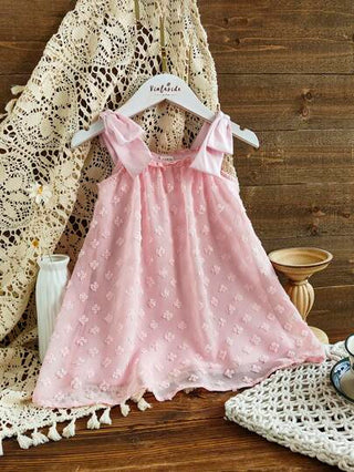 فساتين بيبي Vintaside Kids فستان زخرفي للبنات الصغيرات بتصميم قطع كيوت بفيونكة, قطعة واحدة