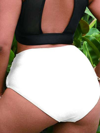 Swim Lushoire بيكينى أسفل بخصر عالى أبيض للمرأة البدينة
